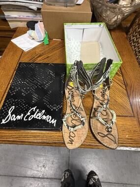 Sam Edelman Glenda Snakeskin Print Strappy Gladiator Flat Sandals Size 9
